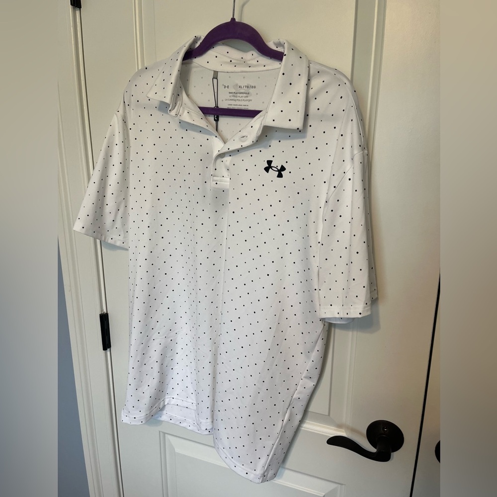 Under Armour Men's White Polo with Black Dots